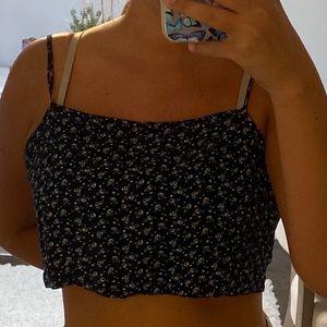 Blue Flower Cropped Tank. Small-Medium